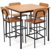 5 Pieces Industrial Dining Table Set with Counter Height Table and 4 Bar Stools